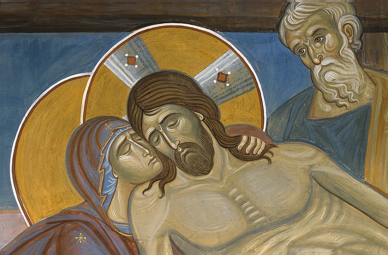 The taking down from the cross. Jesus and Mother of God (fragment)